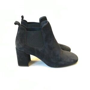 Pedro Garcia Nenet Chelsea Booties Boots Womens 38 8 Navy Blue Suede Block Heel